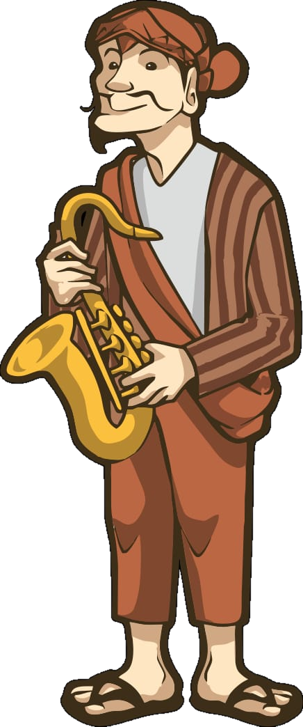 Ilustrasi musisi dengan saksofon